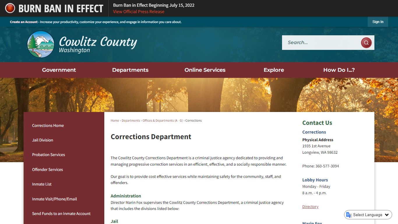 Corrections Department | Cowlitz County, WA - Official Website